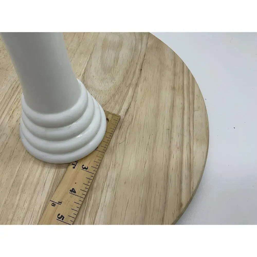 Vintage White Ceramic Bud Vase Tiered‎ Ring Pedestal Base Modern Home Decor